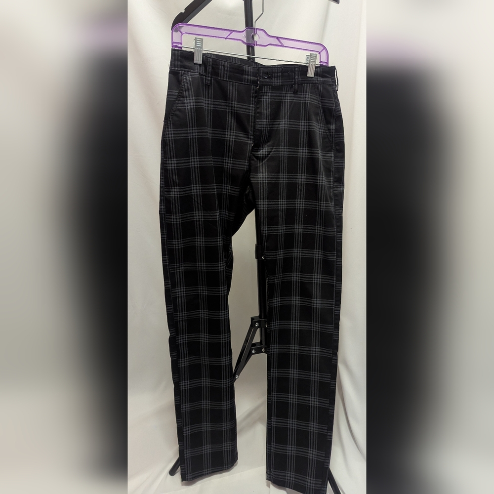 Men's Black Plaid Dress Pants